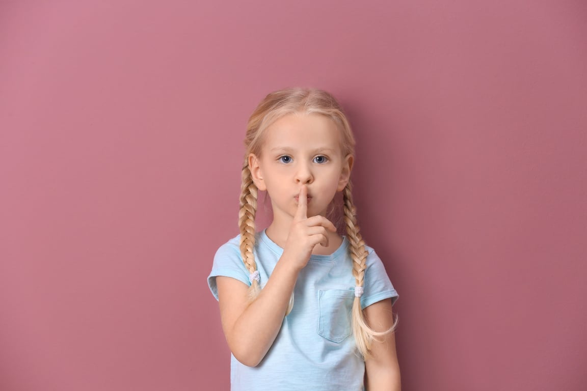 Little Girl Making the Silence Gesture